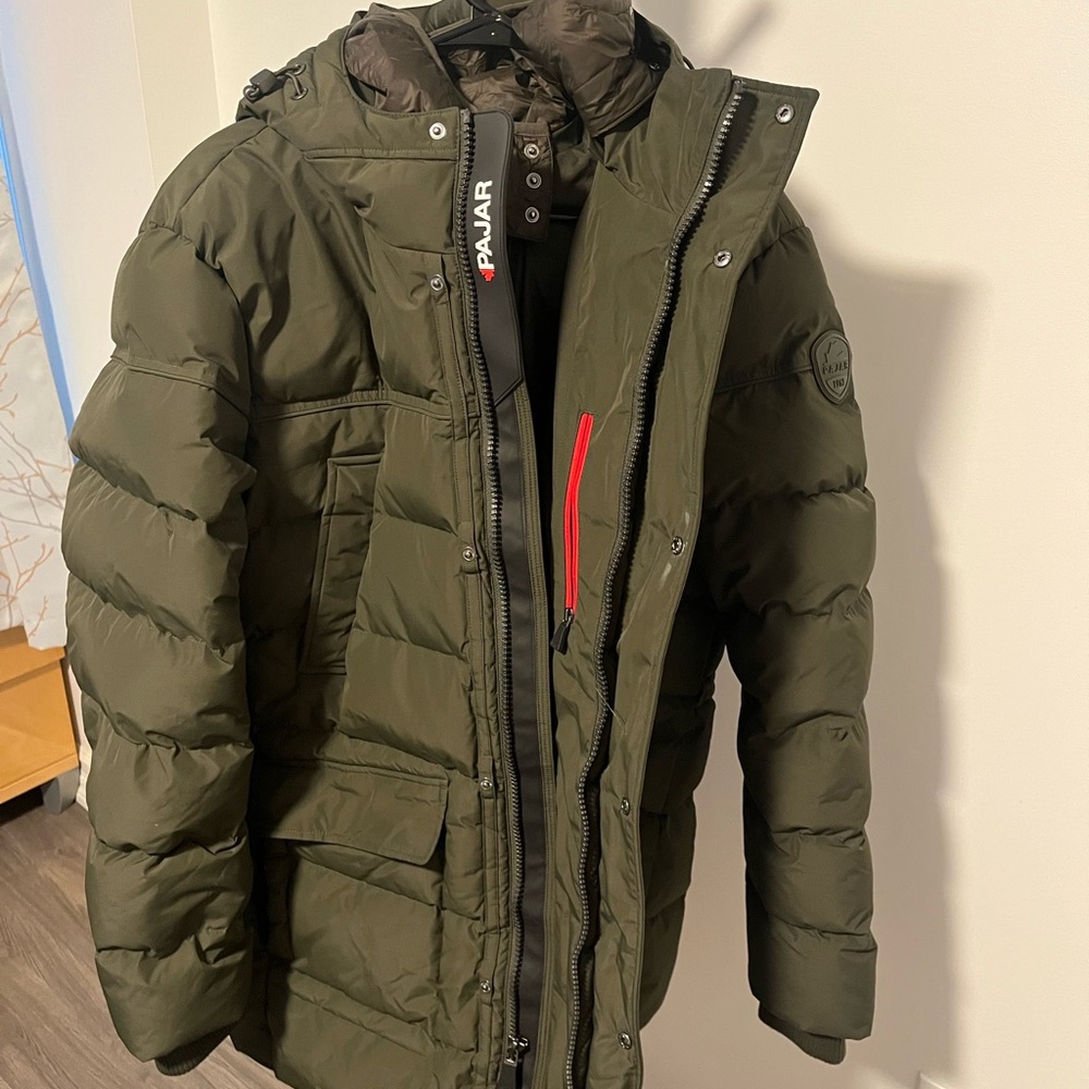 Pajar Green Quilted Puffer Jacket with Hood